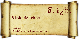 Bink Árkos névjegykártya
